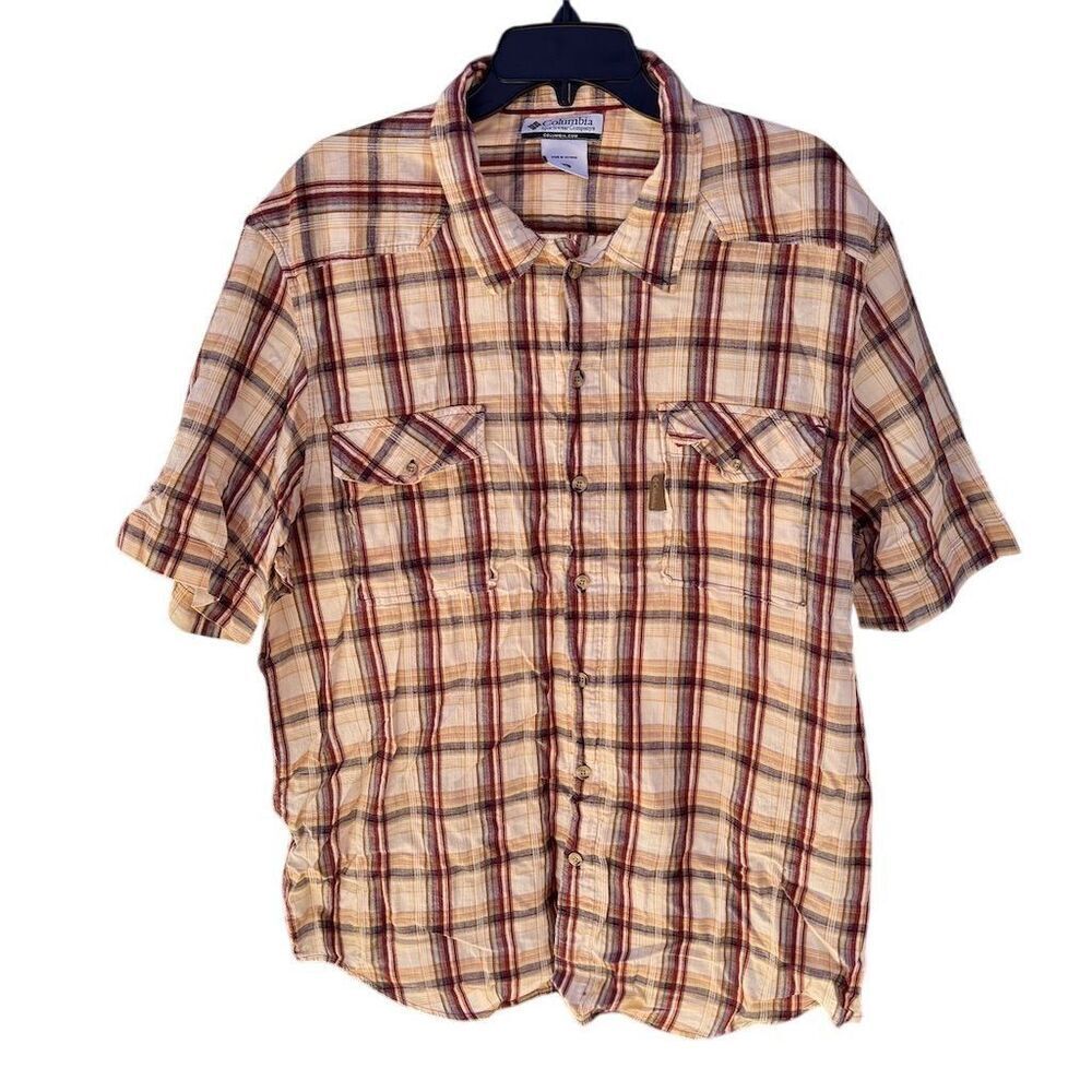Columbia Men's 2XL Plaid Short Sleeve Button-Up Shirt Multicolor Casual